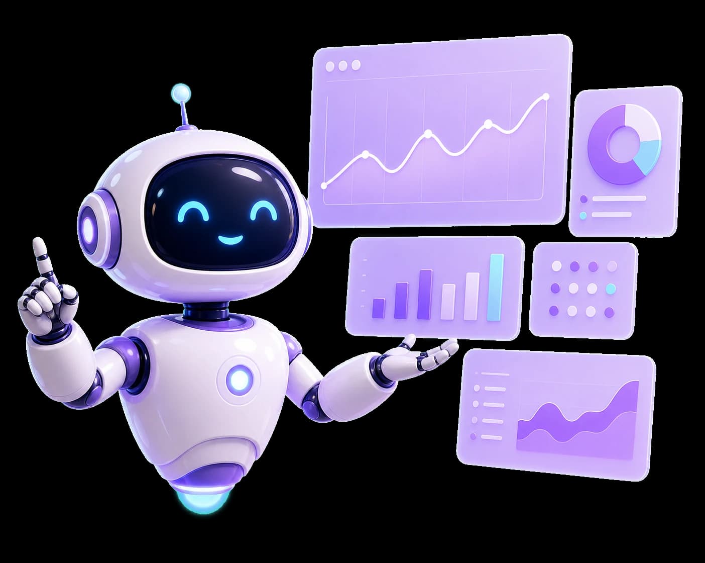 AI analytics bot presenting performance dashboards