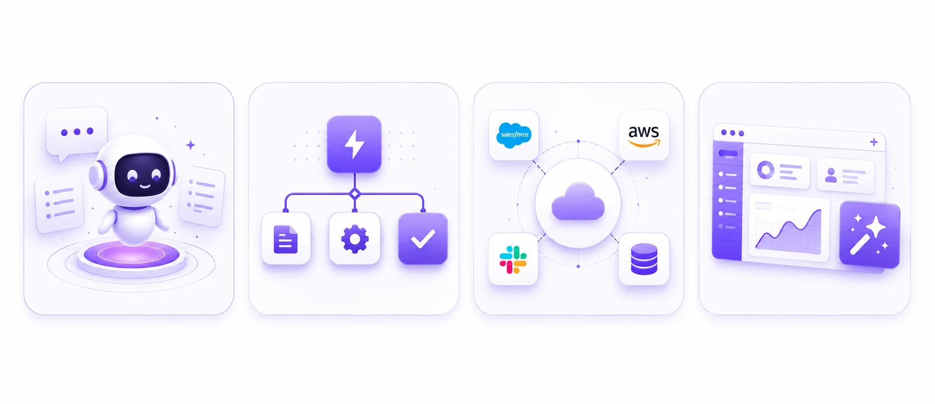 Use cases: conversational AI agents, workflow automation, enterprise integrations, and custom dashboards